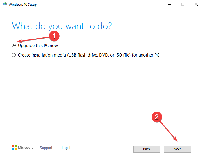 upgrade this PC now to fix windows 10 access denied administrator