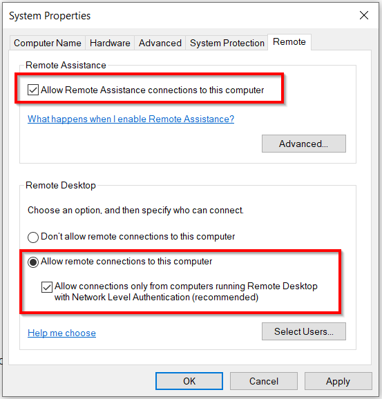 allow remote system properties