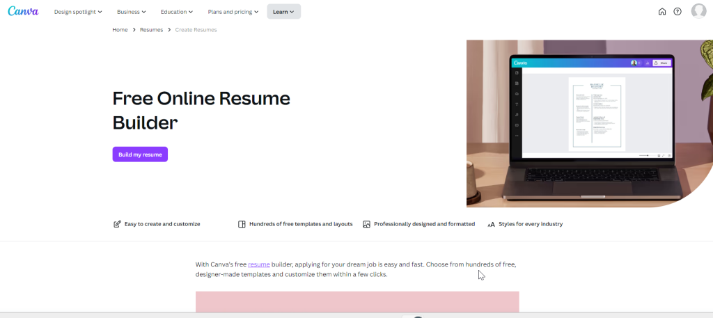 canva resume builder