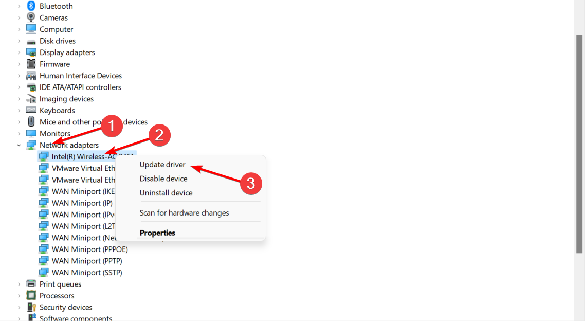 update-wifi There might be a problem with driver for wi-fi adapter