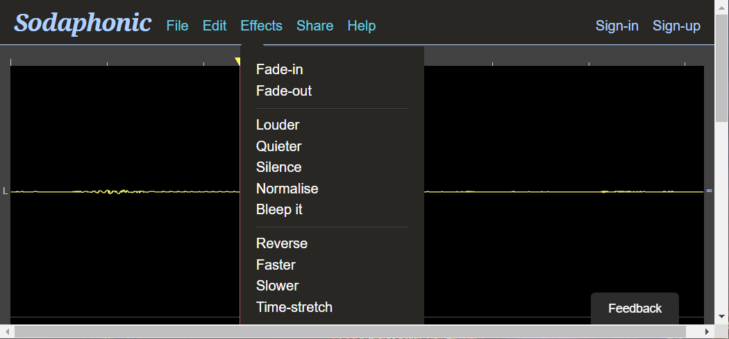 Sodaphonic browser sound editor