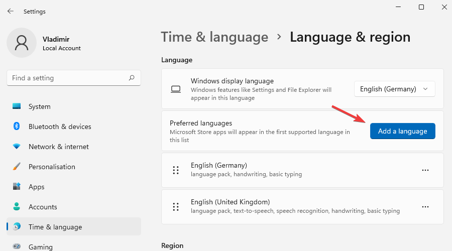 choose a language to install windows 11