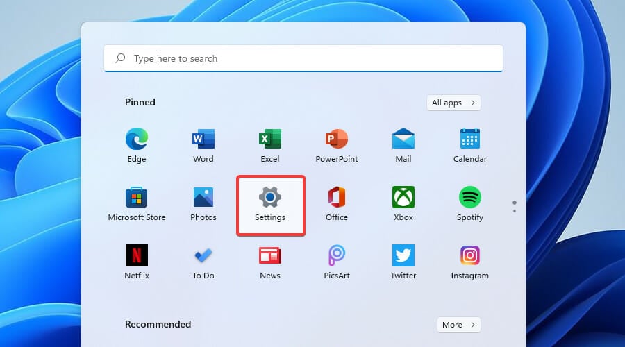 go to settings
