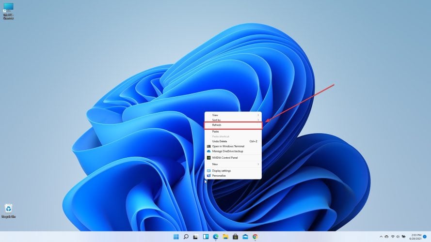 refresh button windows 11 context menu