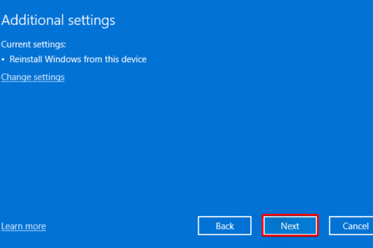 next factory reset windows 11