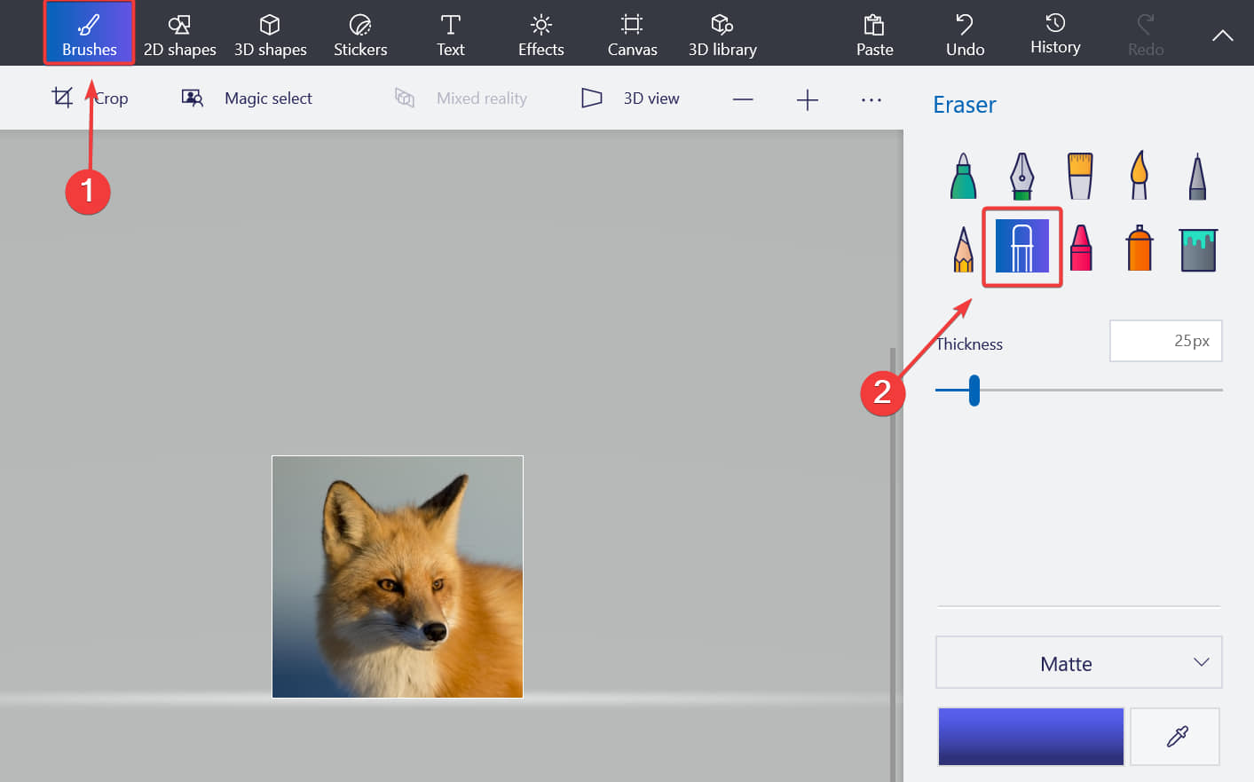 paint 3d transparent background brushes choose eraser