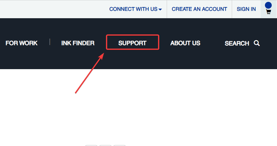 hover support section epson website