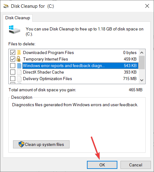 disk cleanup delete files