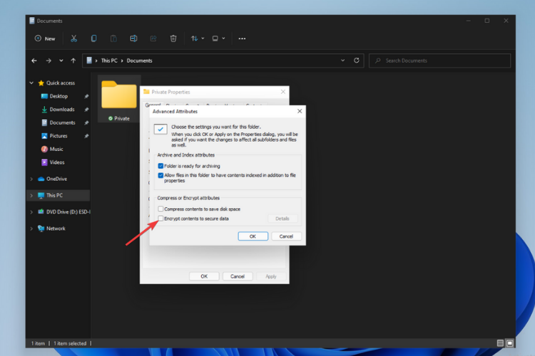 Encrypt contents to secure data
