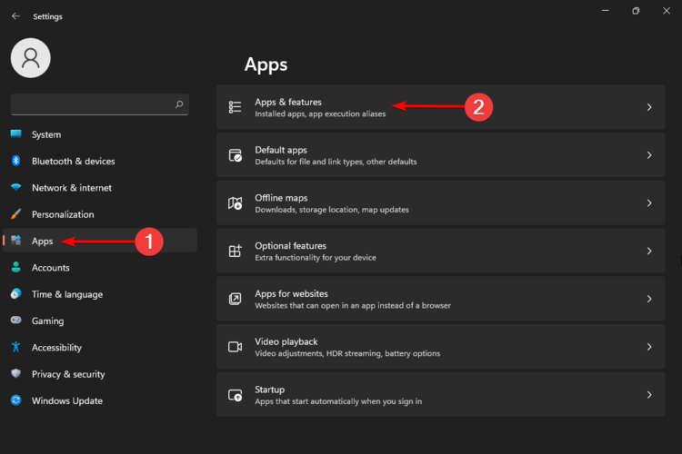 apps and features w11