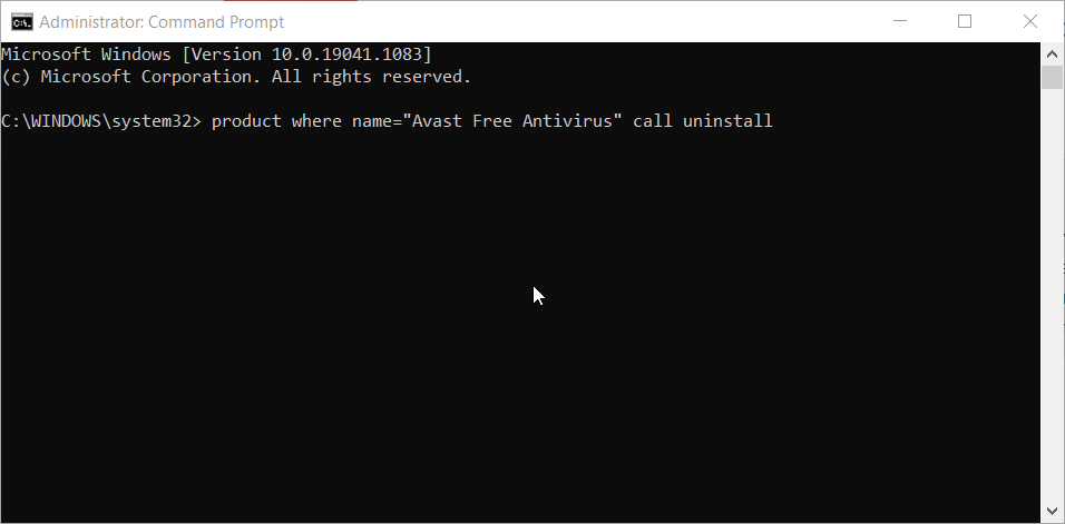 uninstall command avast error occurred during uninstallation
