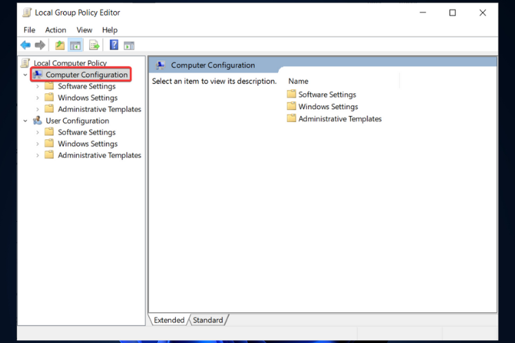 Computer config gpedit