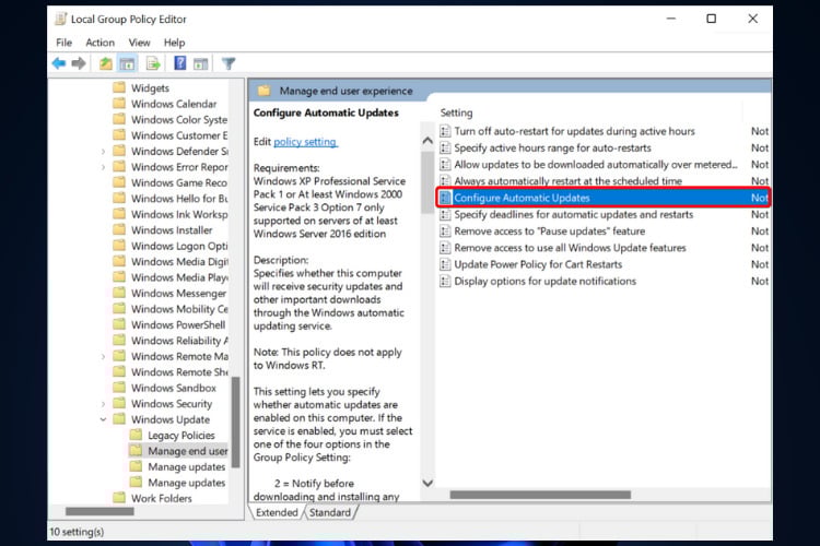 windows 11 Configure automatic updates