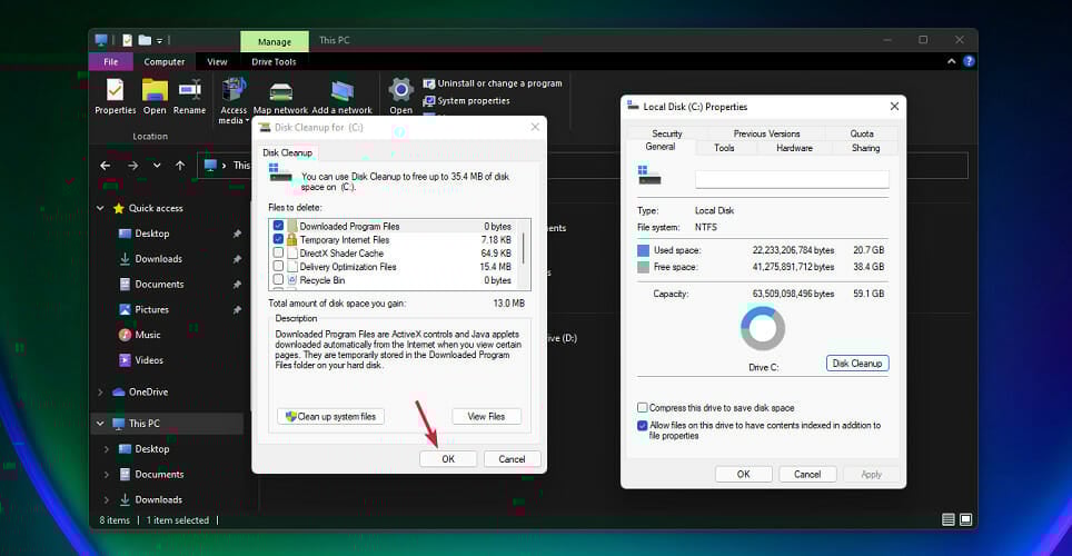 disk cleanup windows 11 settings