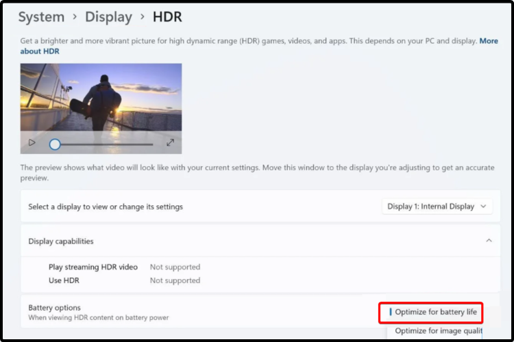 optimize battery drain hdr settings