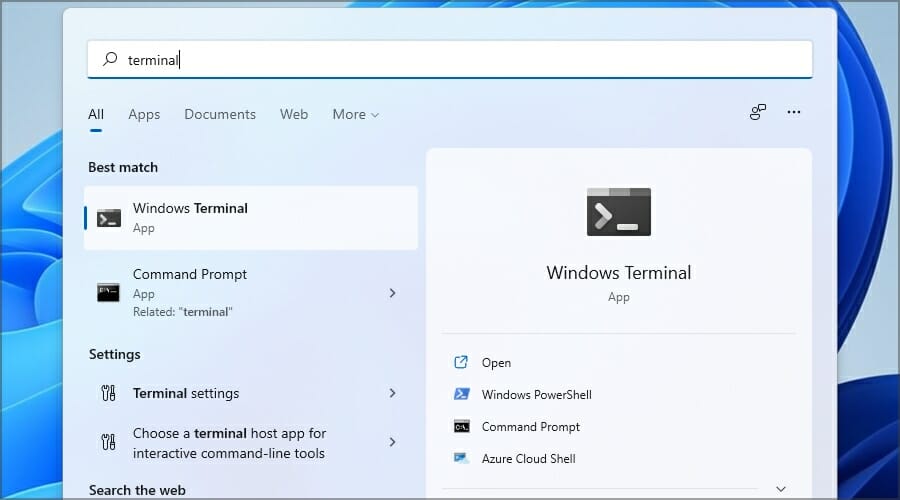 search for windows terminal