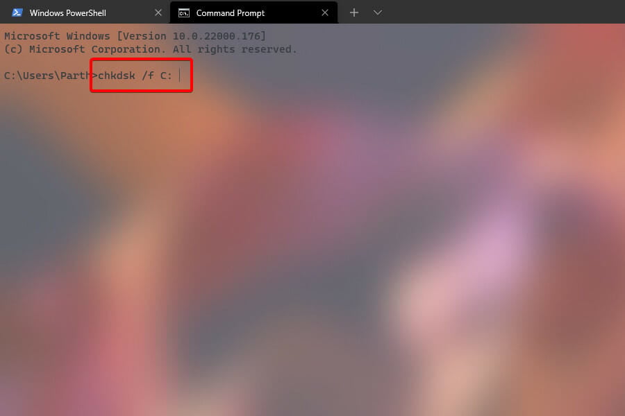 run chkdsk command to fi windows 11 not shutting down issue
