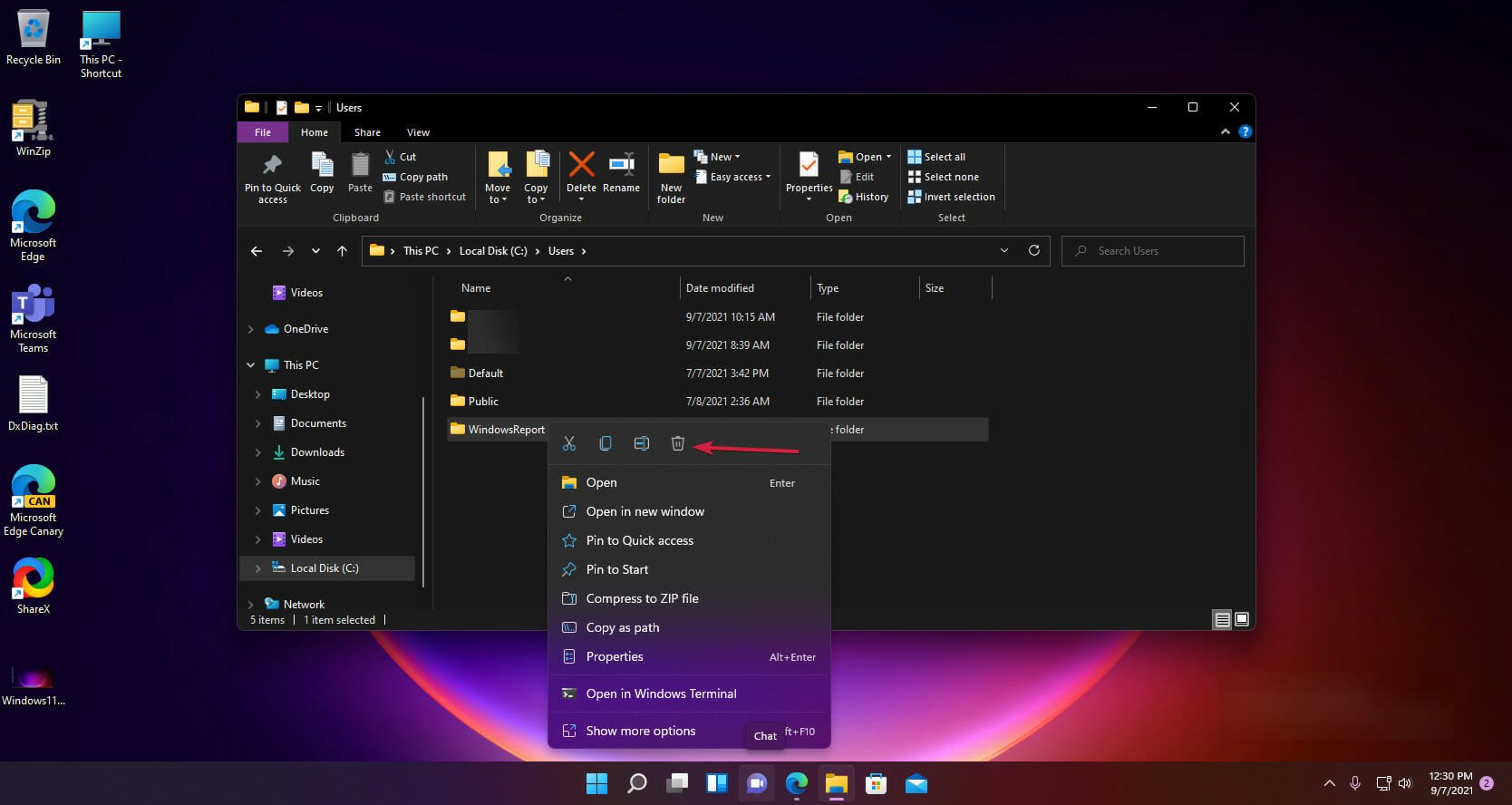 remove account in windows 11 folder removal