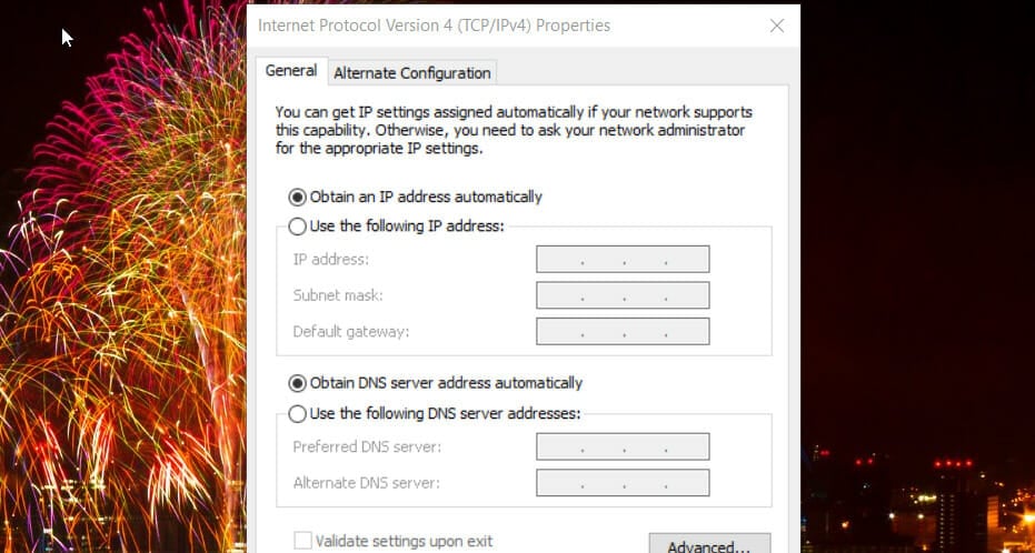 The Use the following DNS server addresses option you have been disconnected from blizzard services