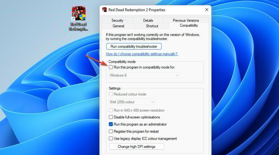 run this program in compatibility mode for