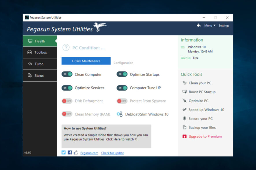 pegasun system utilities