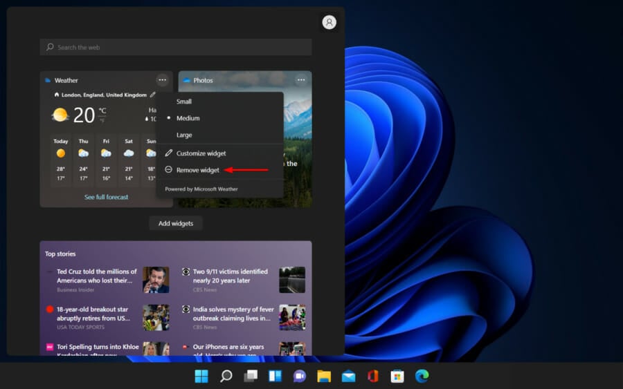 remove widget