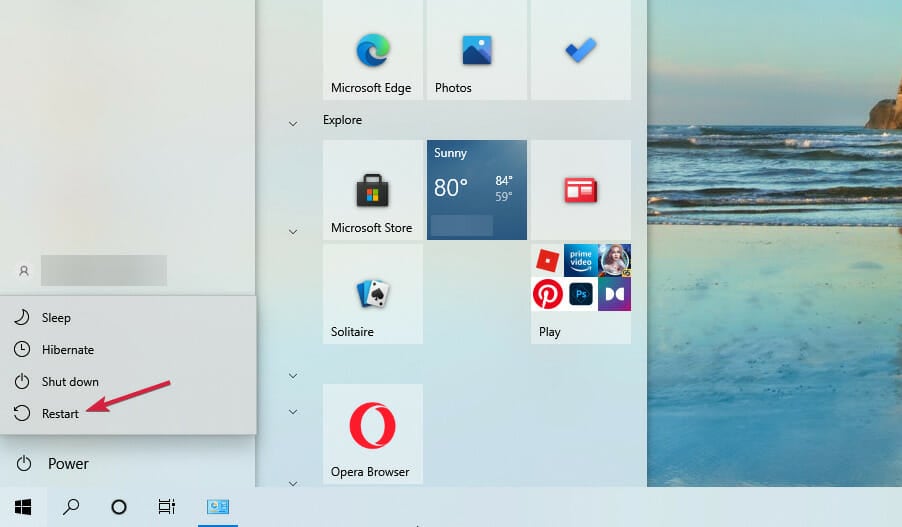 restart your pc