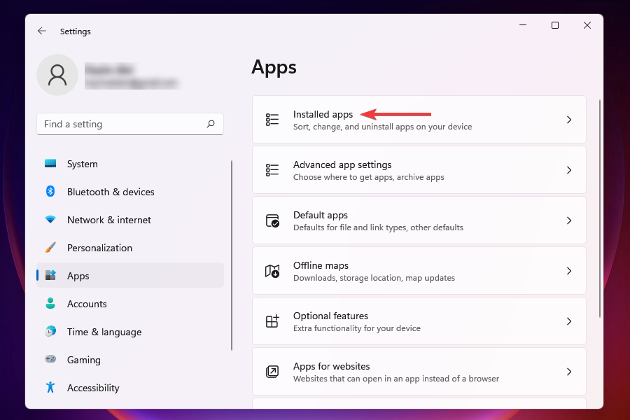 Installed apps