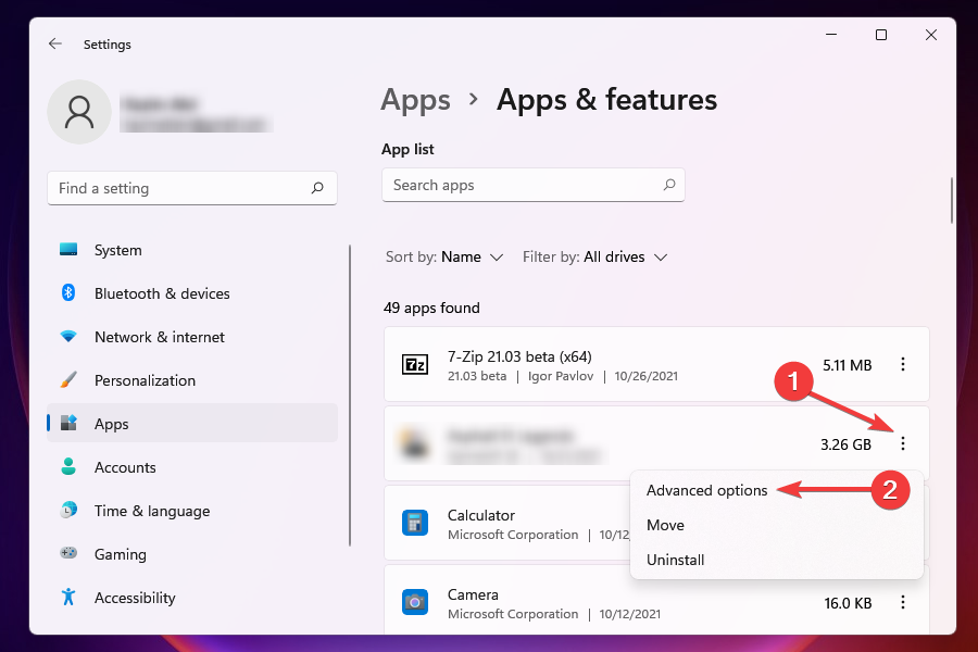 Locate the Windows 11 app that won't open