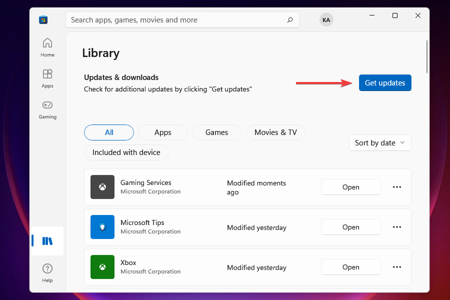 Download the available updates for apps not working