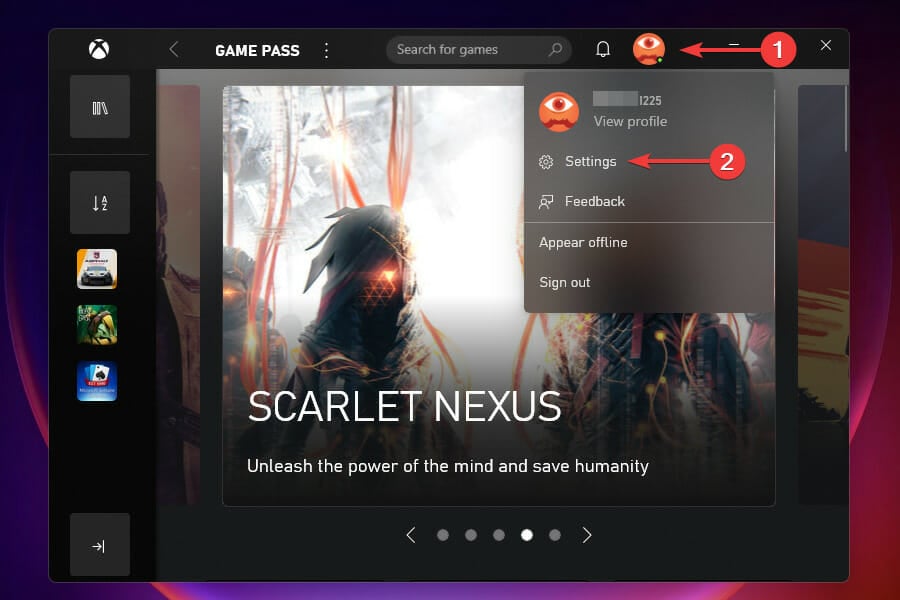 Xbox settings
