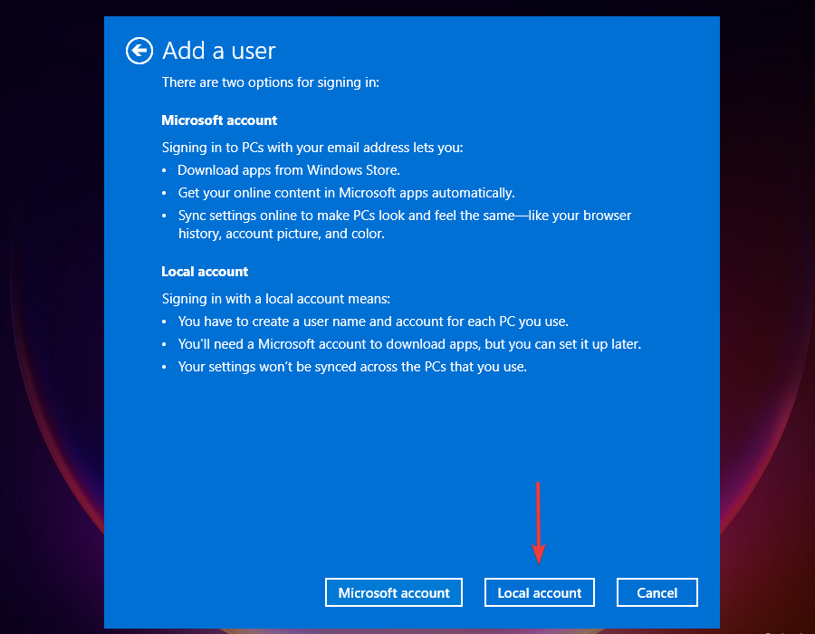 create local account