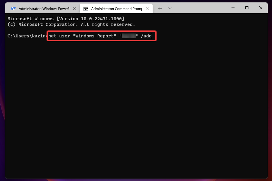 create new local account