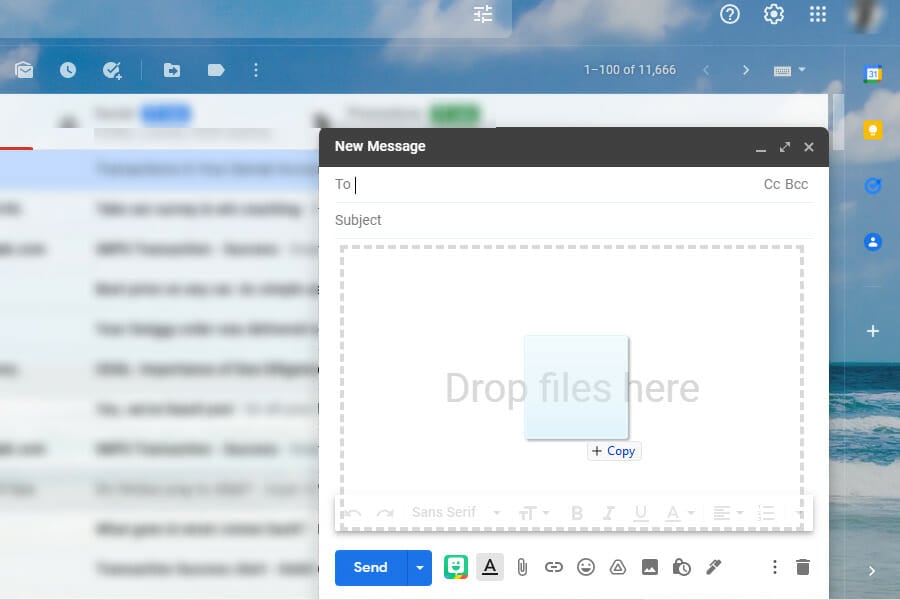 Release the left click to drop the file in Windows 11