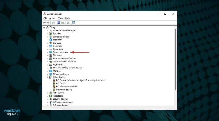 display adapters (windows 11 widgets not working)