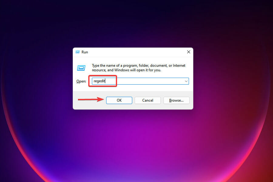 launch Registry editor