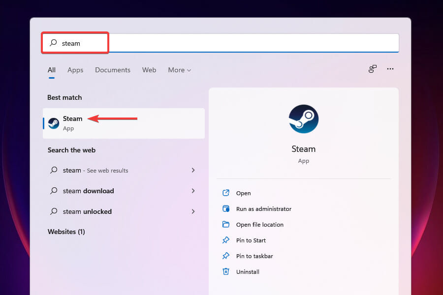 Launch Steam app