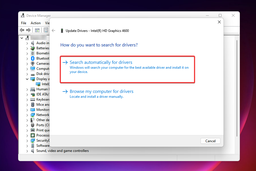 Automatically update driver