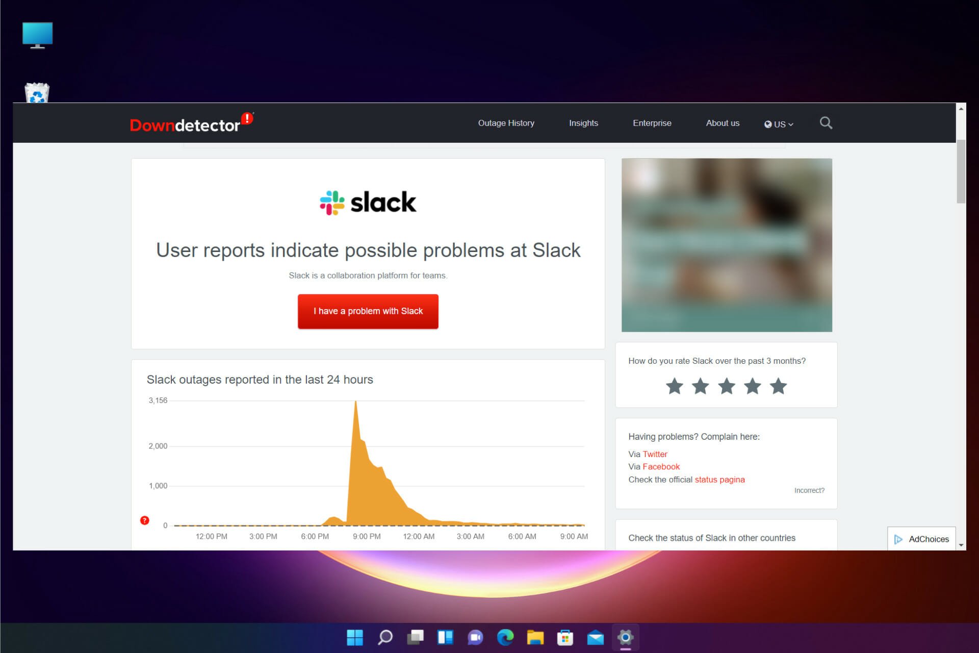 Slack outage problem