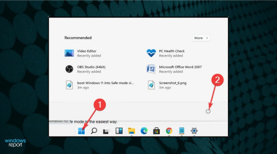 start menu click