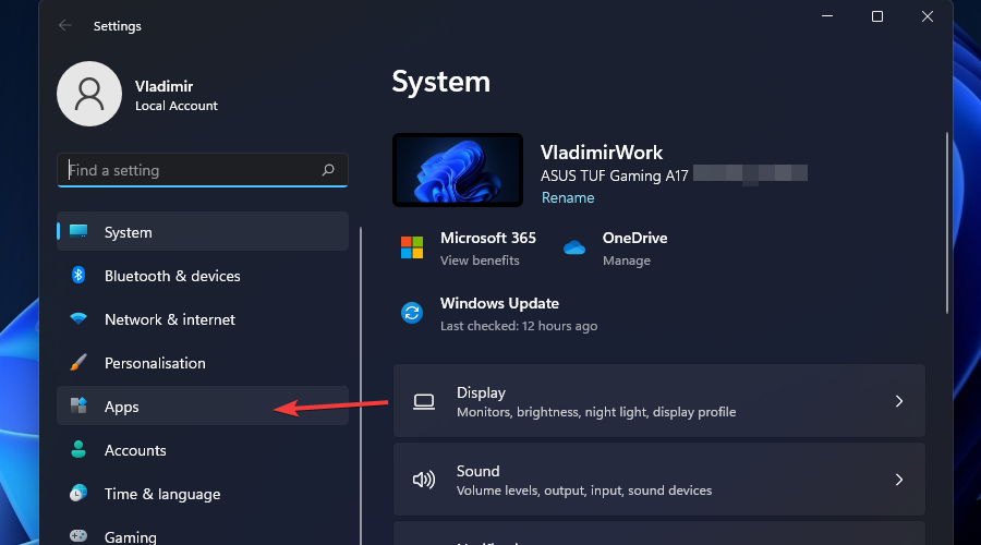 settings system apps