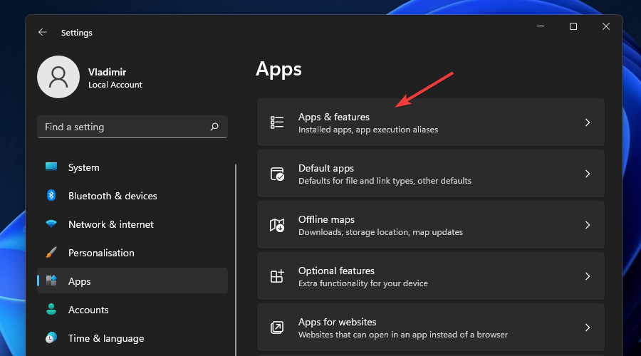 control panel apps and features w11