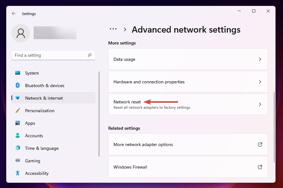 Reset Ethernet network adapter