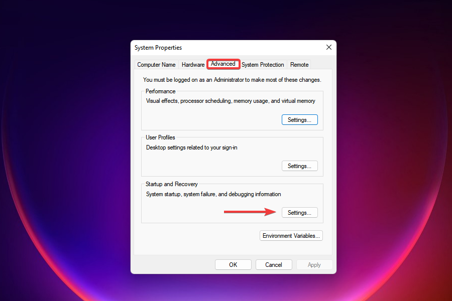 Change startup and recovery settings to fix random restart