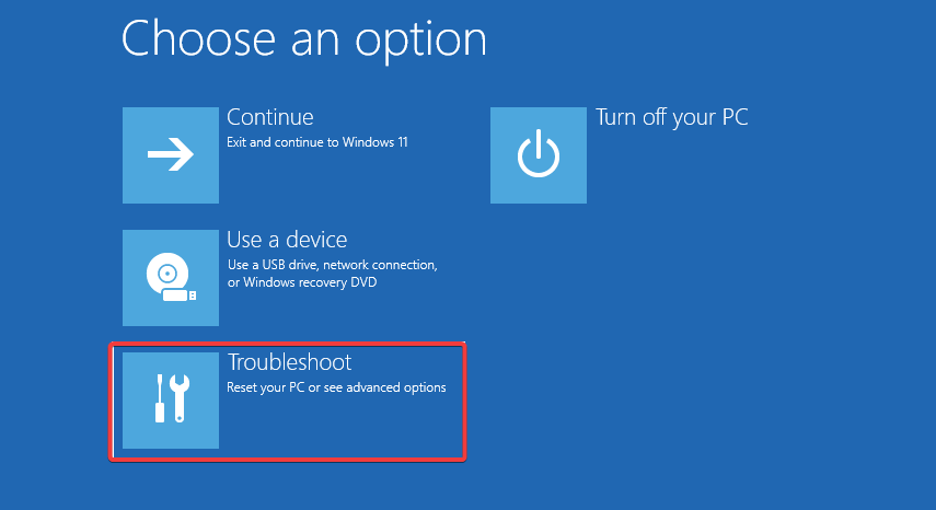 click on troubleshoot