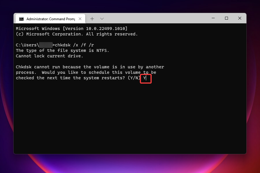 Confirm checkdisk