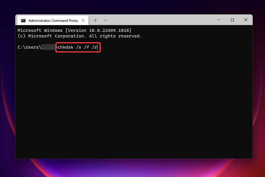 Run checkdisk