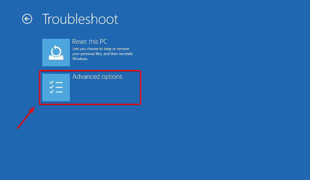 troubleshoot advanced options