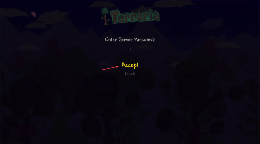 click accept server terraria