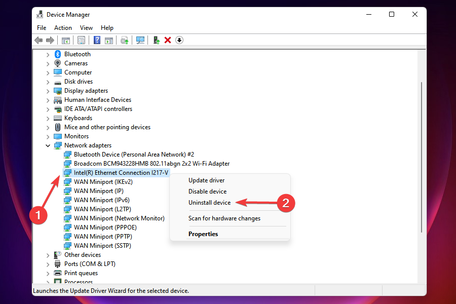 Uninstall Ethernet Driver in Windows 11
